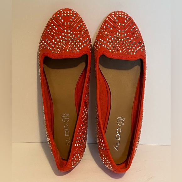 Aldo Khabou Red Rhinestone Embellished Women's Flats - Picture 16 of 16